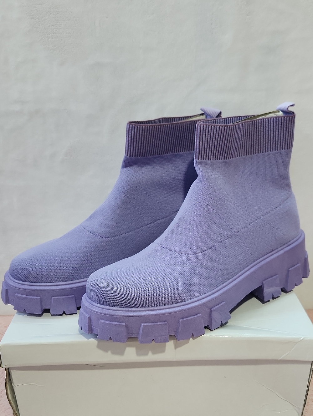 Ankle Boots Purple Knit Platform Cape Robbin Size 10 NEW